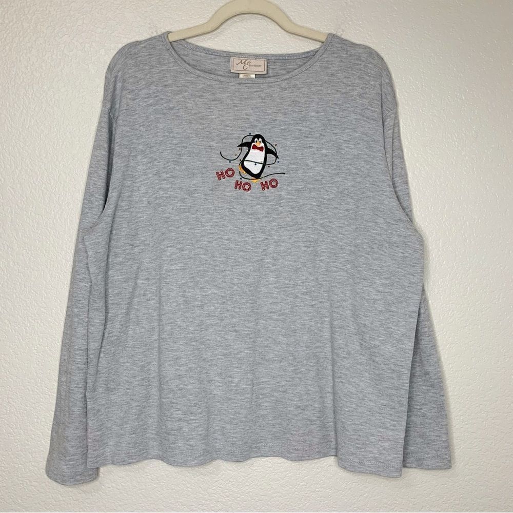 M&C Sportswear Christmas Ho Ho Ho Long Sleeeves Women’s Top, Size 2X